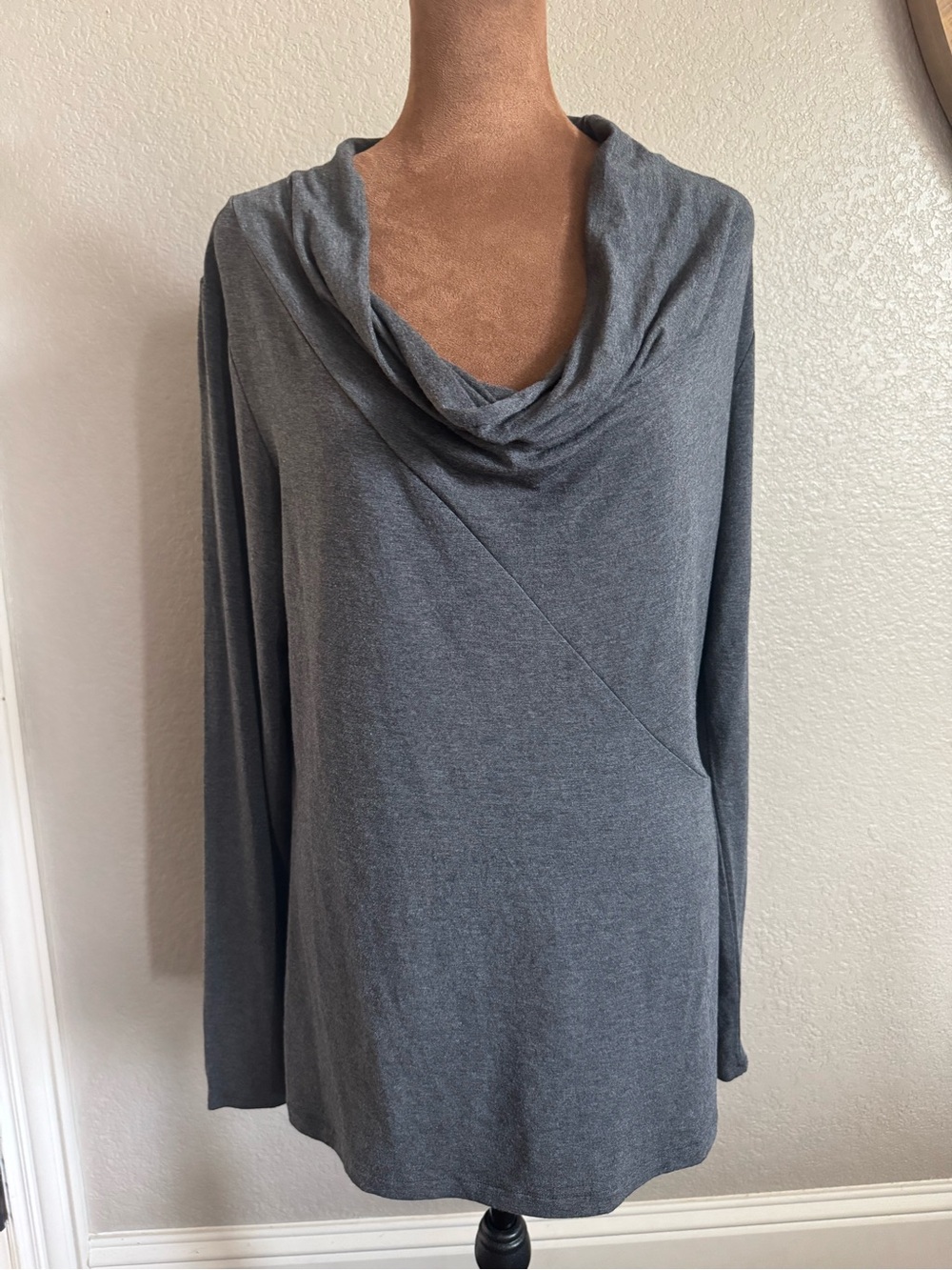 Banana Republic Gray Cowl Neck Draped Tunic Top L Modal Stretch